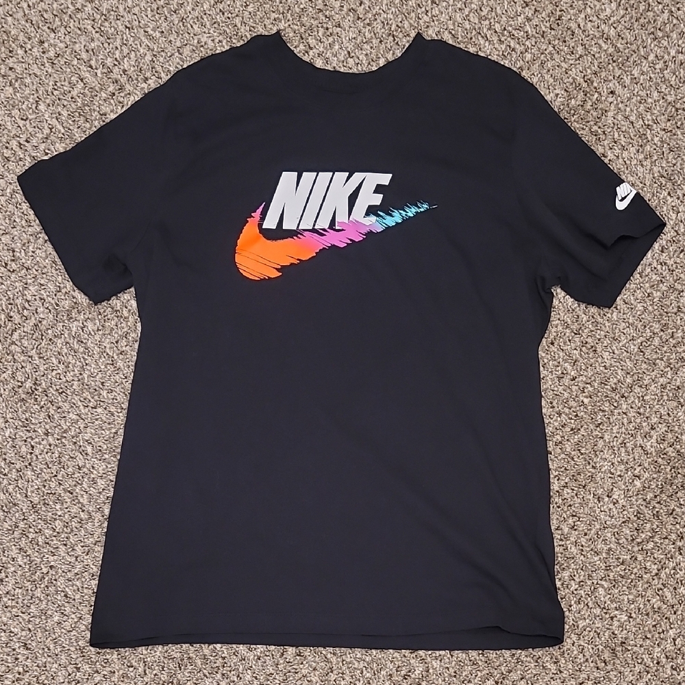 Nike Black Tee with Multicolor Swoosh